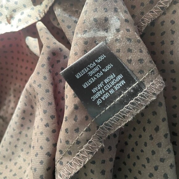 Drew XS Brown Polka Dot Blouse With Long Puff Sleeves - Picture 7 of 7